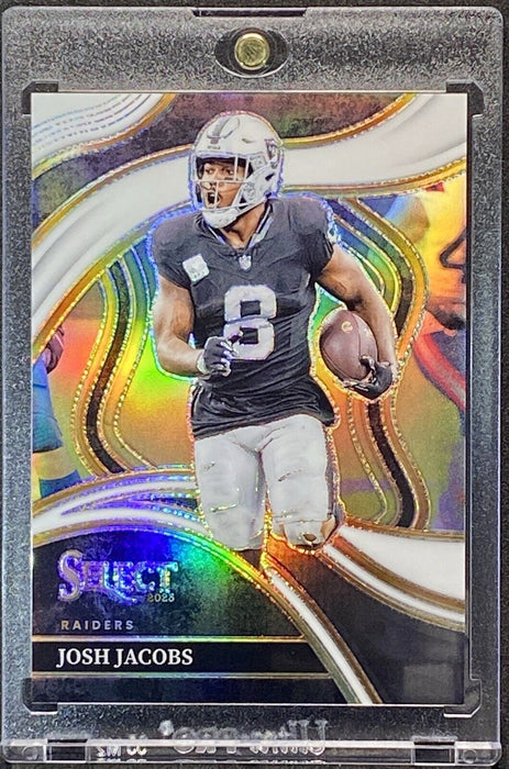 Josh Jacobs RARE WHITE REFRACTOR PRIZM INVESTMENT CARD SSP RAIDERS/PACKERS