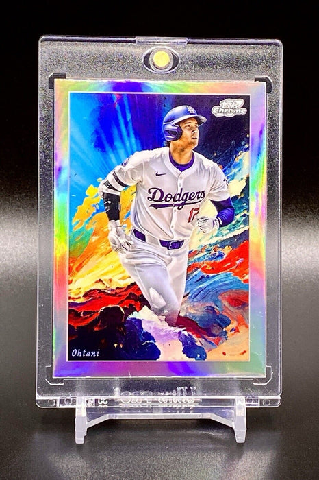 Shohei Ohtani RARE COLOR BURST REFRACTOR CARD SP CHROME DODGERS w/CASE