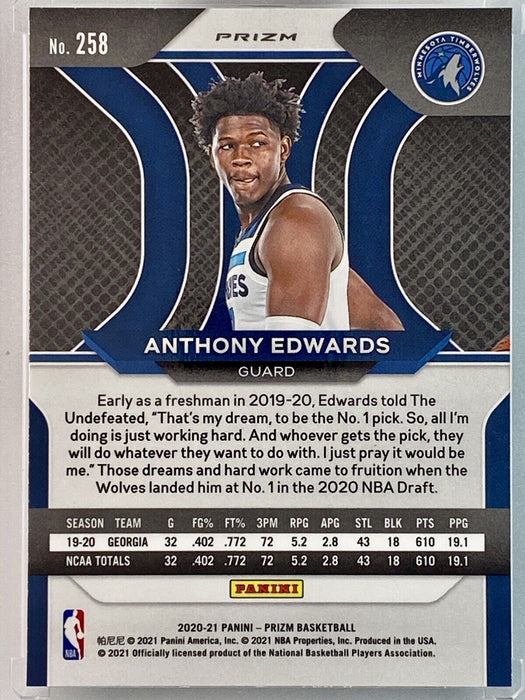 2020-21 Anthony Edwards RC Green Prizm #258 – Iconic Rookie Card