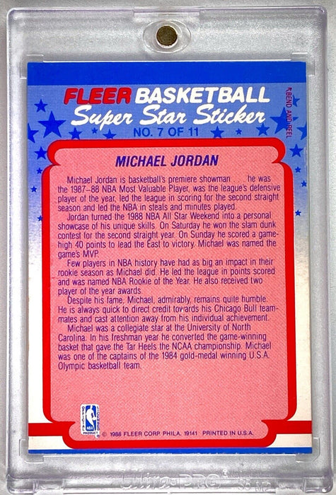 Spectacular Michael Jordan STICKER CARD - RARE INSERT NM-MINT INCLUDES CASE