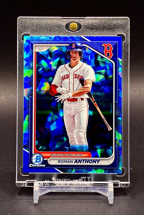 Roman Anthony REFRACTOR SAPPHIRE CRACKED ICE CARD RED SOX w/HOLDER