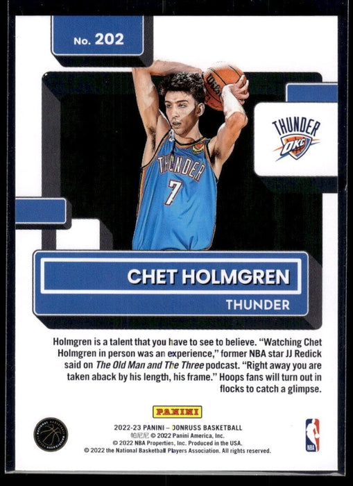 2022 Donruss Chet Holmgren #202  Rookie RC Oklahoma City Thunder NM-MINT