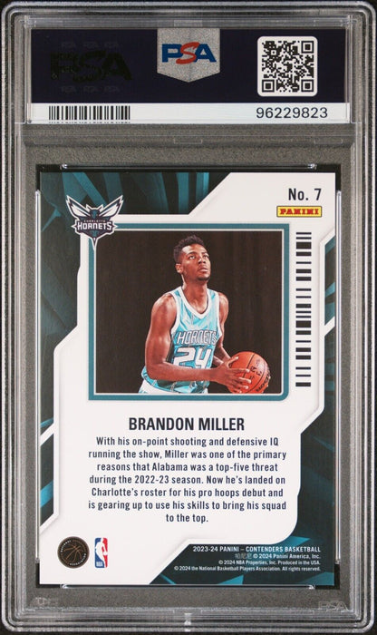 Brandon Miller 2023 Contenders #7 Rookie of the Year Cracked Ice PSA 10