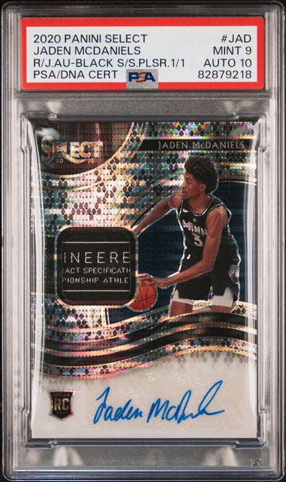 2020-21 Select Jaden McDaniels RPA #JAD Black Snake Skin Prizm 1/1 RC AUTO