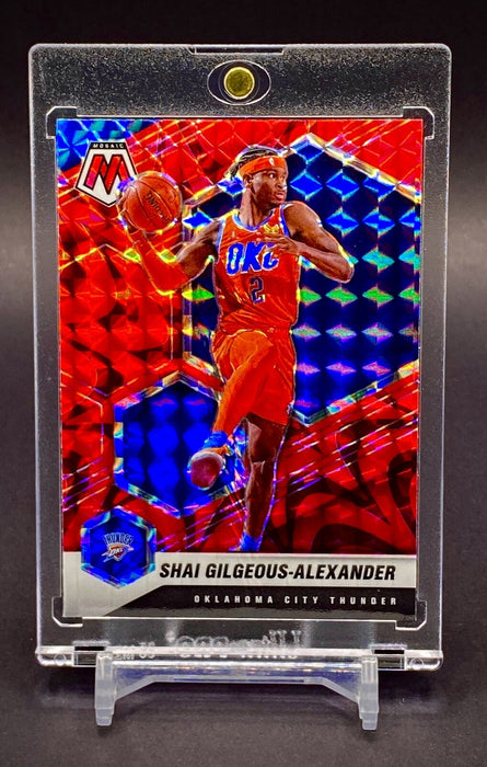 Shai Gilgeous-Alexander RED REFRACTOR CARD PANINI THUNDER w/HOLDER