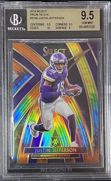 2019 Select Justin Jefferson XRC #315 Tie Dye Prizm Rookie /25 BGS 9.5 GEM MINT