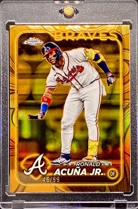 Ronald Acuna Jr. RARE #/99 Gold Refractor Card Atlanta Braves w/HOLDER