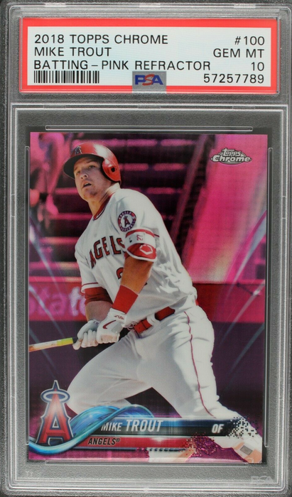 2018 Topps Chrome Mike Trout Pink Refractor #100 PSA 10