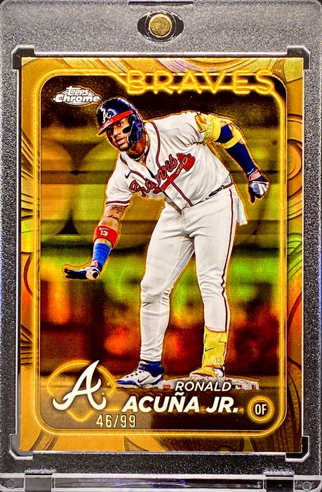 Ronald Acuna Jr. RARE #/99 Gold Refractor Card Atlanta Braves w/HOLDER