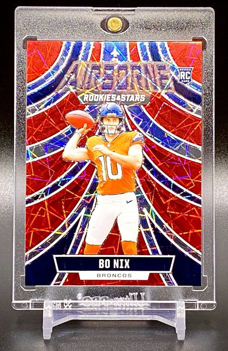 Bo Nix RARE ROOKIE RED REFRACTOR INVESTMENT CARD BRONCOS SP w/CASE