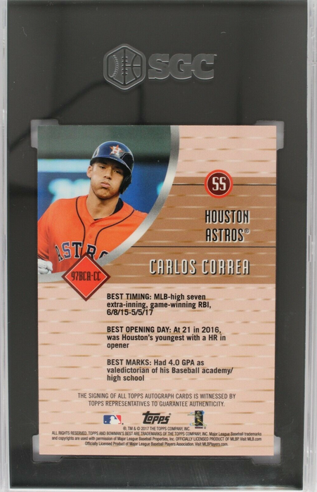 2017 Bowman's Best Carlos Correa '97 Best Cuts AUTO Atomic Refractor /25 SGC 10