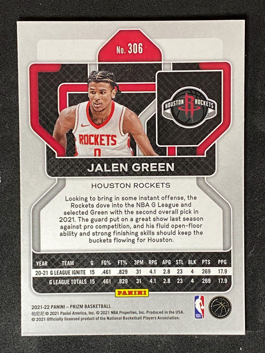 2021 Panini Prizm Jalen Green   Rookie RC  #306    MT