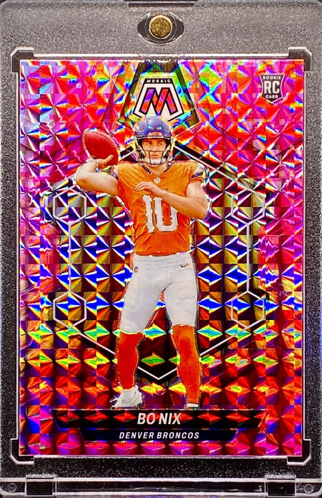 Bo Nix RARE ROOKIE RC PINK CAMO Refractor Card SP BRONCOS w/HOLDER