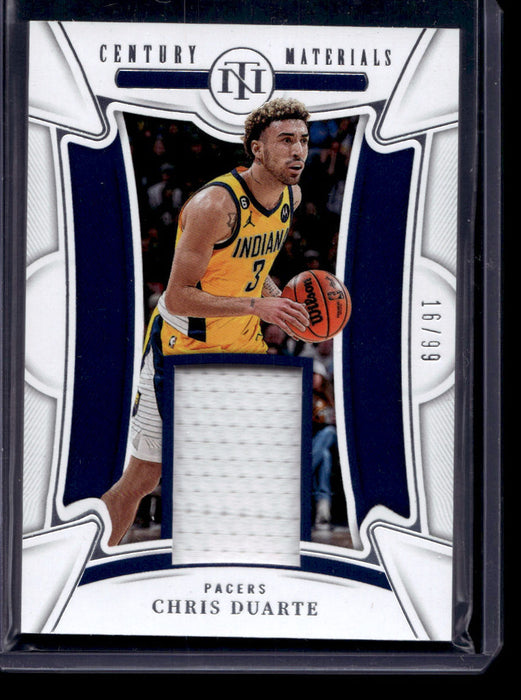 2022 National Treasures Chris Duarte Century Materials /99 #CM-CHD Rookie Pacers