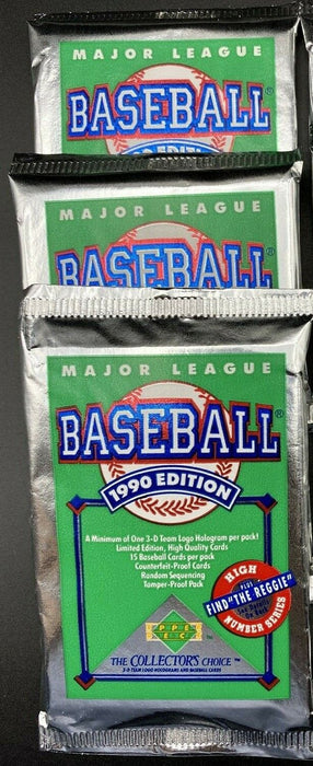 Lot of (3) 1990-91 Upper Deck Baseball High Series Factory Sealed Packs