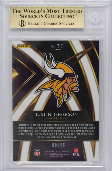 2019 Select Justin Jefferson XRC #315 Tie Dye Prizm Rookie /25 BGS 9.5 GEM MINT