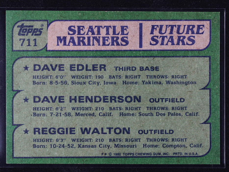 1982  Topps -  Edler / Dave Henderson / Walton FS, RC #711 NM-MT