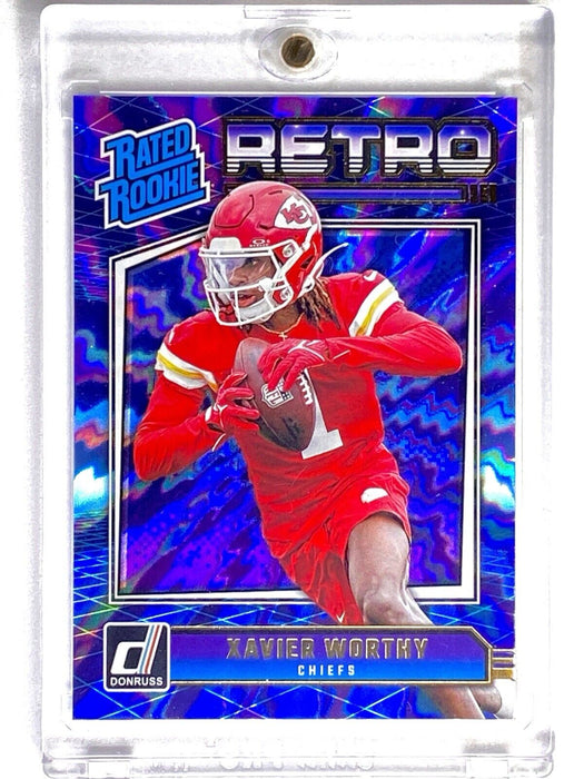 Spectacular Blue Xavier Worthy ROOKIE REFRACTOR CARD CHIEFS - INCLUDES CASE