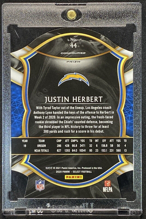 Justin Herbert ROOKIE LIGHT BLUE REFRACTOR DIE-CUT INVESTMENT CARD SP CHARGERS