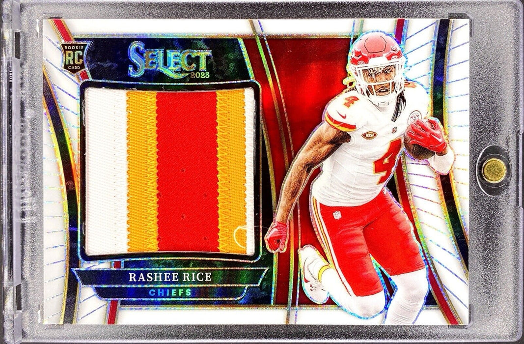 Rashee Rice RARE #/75 ROOKIE WHITE REFRACTOR PATCH SP CHIEFS w/CASE