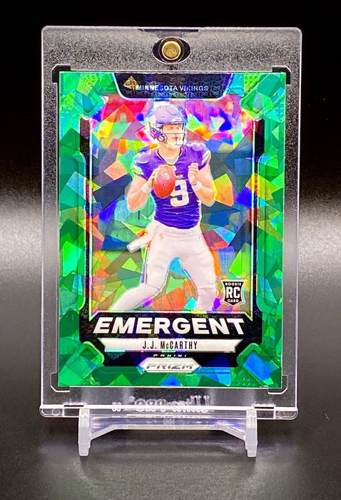 JJ McCarthy RARE GREEN ICE ROOKIE REFRACTOR INSERT CARD SP VIKINGS w/CASE