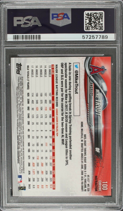 2018 Topps Chrome Mike Trout Pink Refractor #100 PSA 10