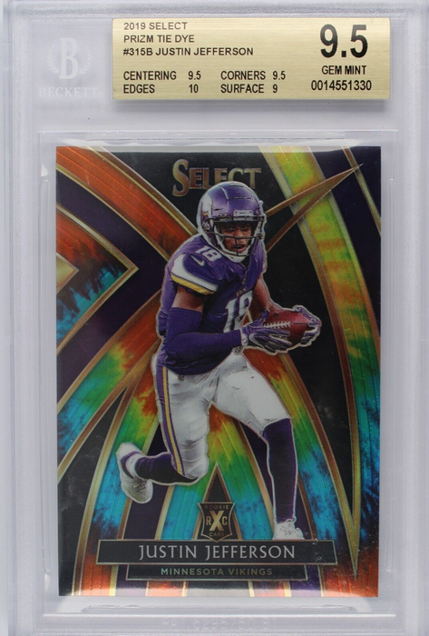 2019 Select Justin Jefferson XRC #315 Tie Dye Prizm Rookie /25 BGS 9.5 GEM MINT