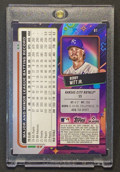 Bobby Witt Jr. REFRACTOR INVESTMENT CARD SP TOPPS CHROME ROY MVP MINT