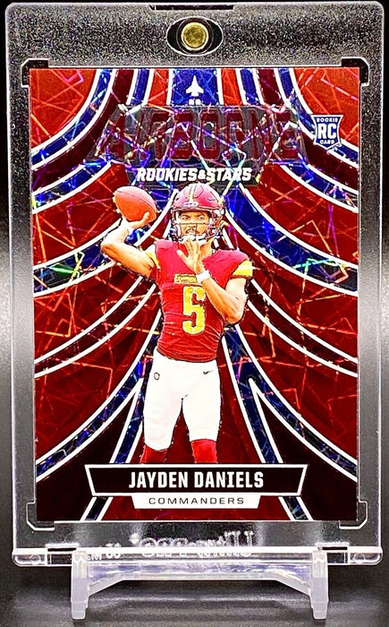 Jayden Daniels RARE ROOKIE REFRACTOR CARD SP PANINI COMMANDERS w/CASE