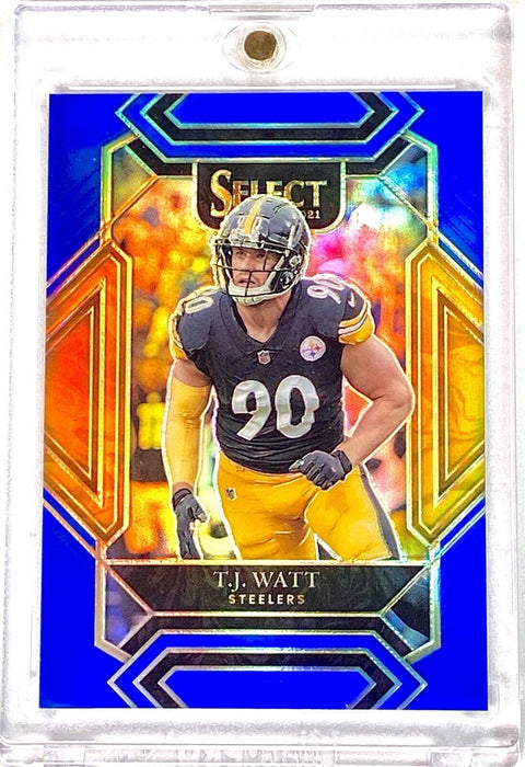 T.J. Watt RARE BLUE REFRACTOR CARD - SP #/99 STEELERS w/CASE