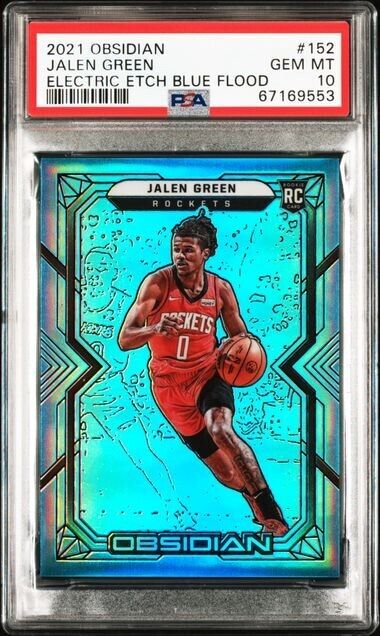 2021 Obsidian Jalen Green Electric Etch Blue Flood Refractor PSA 10 GEM MINT