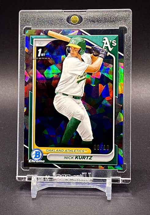 Nick Kurtz RARE /10 1st BOWMAN BLACK SAPPHIRE CRACKED ICE CARD ATHLETICS w/CASE