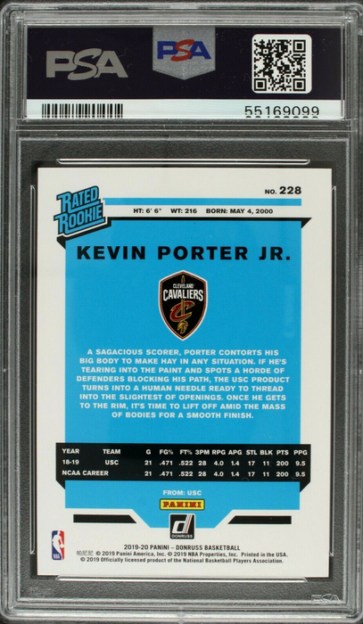 2019 Donruss Kevin Porter Jr. Infinite Rated Rookie #228 PSA 10 GEM MT