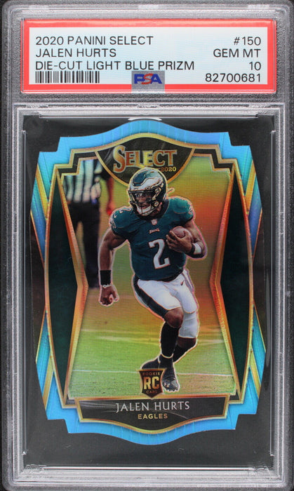 2020  Panini Select Jalen Hurts Light Blue Rookie Die-Cut #150  PSA 10