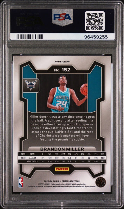 2023-24 Prizm Brandon Miller RC #152 PSA 10 – Pink Ice GEM MINT Rookie