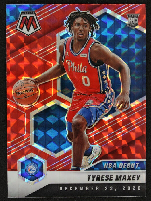 Tyrese Maxey 2020 Mosaic NBA Debut Red Prizm Color Match ROOKIE RC #263