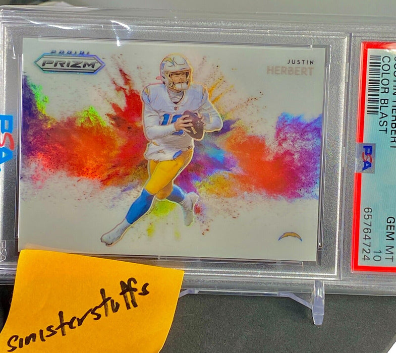 2021 Prizm Justin Herbert Color Blast SSP PSA 10