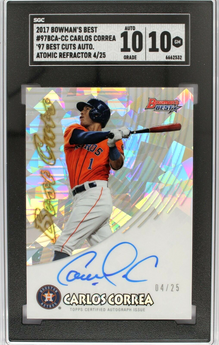 2017 Bowman's Best Carlos Correa '97 Best Cuts AUTO Atomic Refractor /25 SGC 10