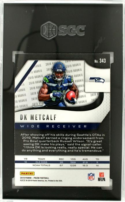 2019 Panini Prizm DK Metcalf Rookie RC #343 SGC 10 Seattle Seahawks