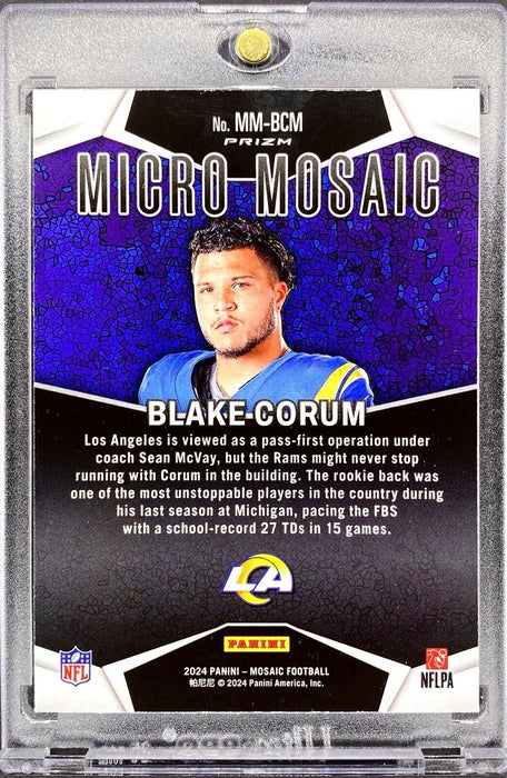 Blake Corum RARE ROOKIE MICRO REFRACTOR INVESTMENT SSP PANINI RAMS w/CASE