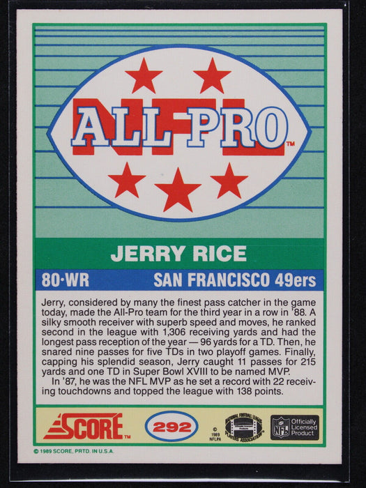 1989 Score Jerry Rice   #292  MT