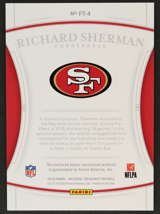 2019 National Treasures Richard Sherman Player Worn Used Patch /10