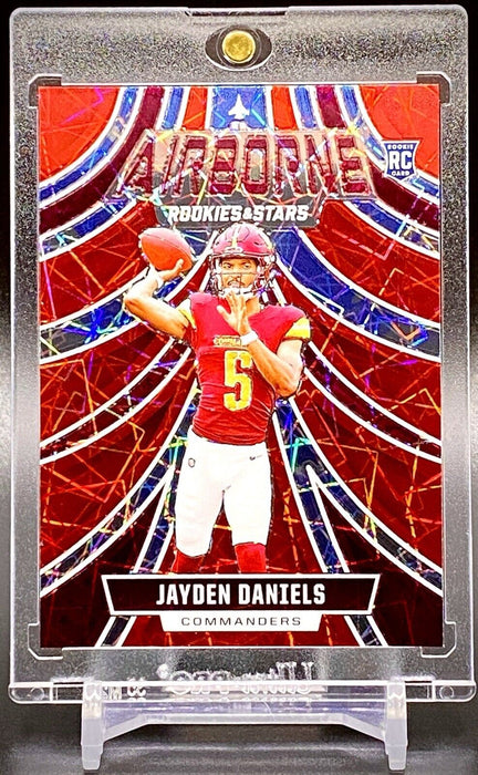 Jayden Daniels RARE ROOKIE REFRACTOR CARD SP PANINI COMMANDERS w/CASE