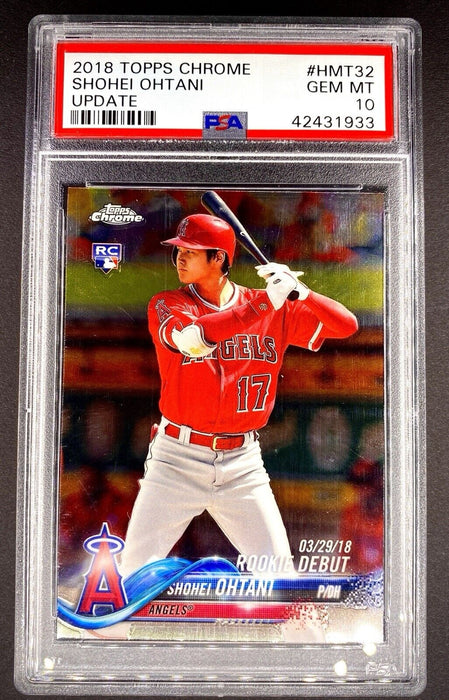 Shohei Ohtani ROOKIE CARD GRADED GEM MINT 10 SP BATTING CHROME ANGELS/DODGERS