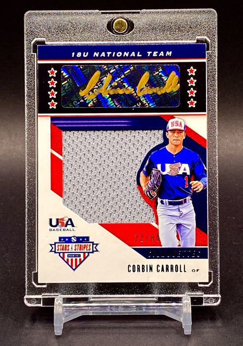 Corbin Carroll RARE #/84 GAME USED PATCH AUTOGRAPHED CARD USA BASEBALL 18U TEAM