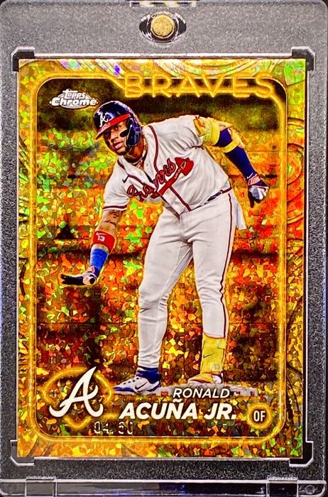 Ronald Acuna Jr. RARE #/50 Gold Diamonds Refractor Card Atlanta Braves w/HOLDER