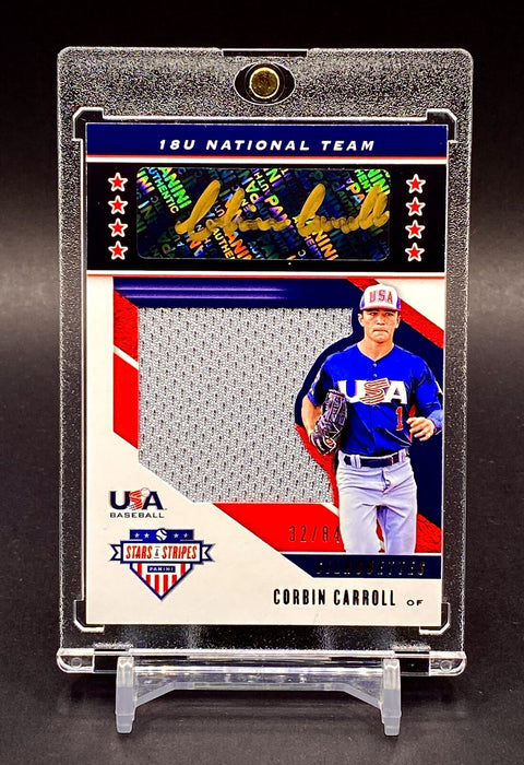 Corbin Carroll RARE #/84 GAME USED PATCH AUTOGRAPHED CARD USA BASEBALL 18U TEAM