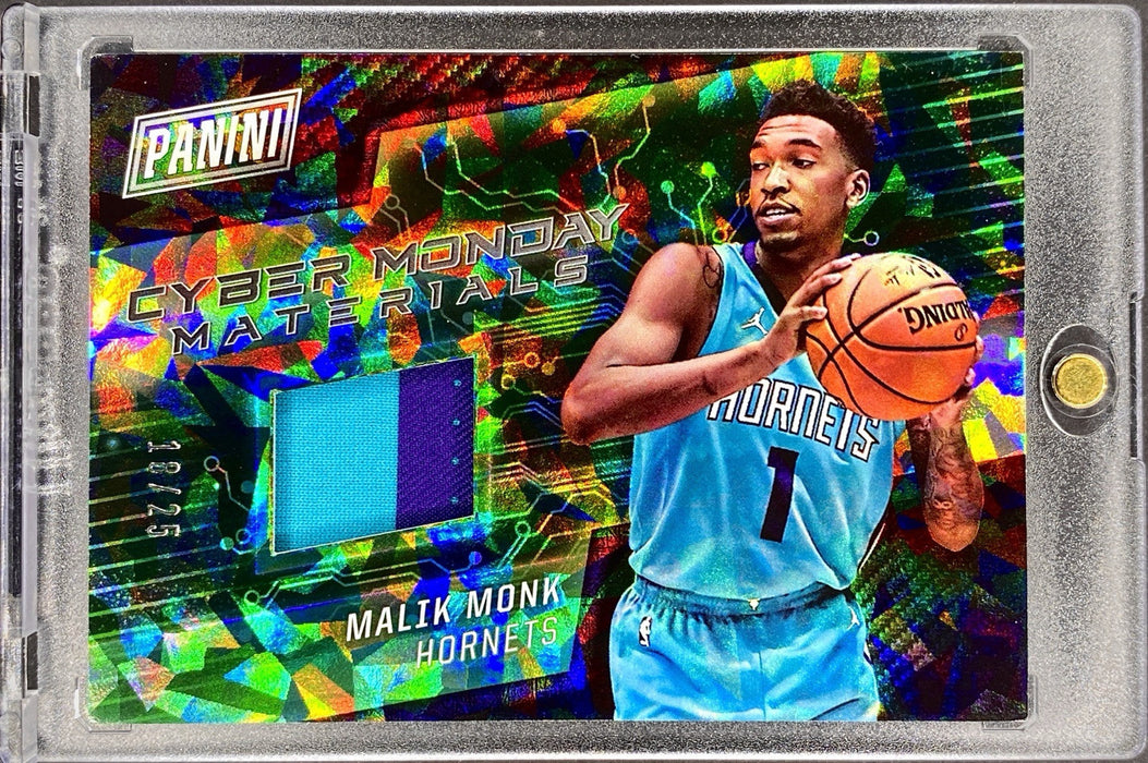 Malik Monk RARE #/25 ICE REFRACTOR PATCH CARD PANINI HORNETS SSP w/CASE