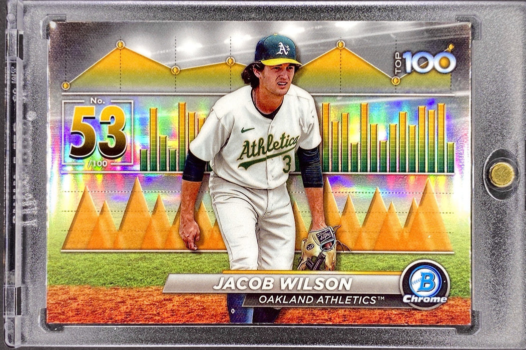 Jacob Wilson REFRACTOR INSERT INVESTMENT CARD SP TOP PROSPECT Athletics w/CASE