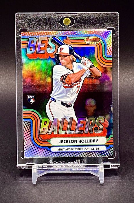 Jackson Holliday ROOKIE REFRACTOR INVESTMENT INSERT CARD ORIOLES w/HOLDER